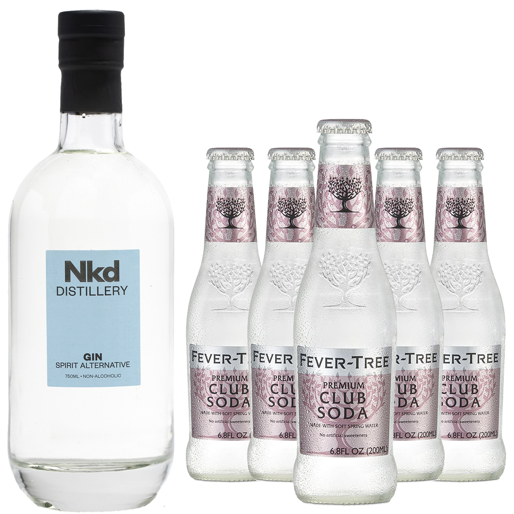 Nkd Distillery Gin Alternative Premium with Fever Tree Club Soda Non-Alcoholic Spirit - Zero Alcohol - Perfect Gin & Tonic or Tom Collins Alcohol Free Substitute - GoDpsMusic