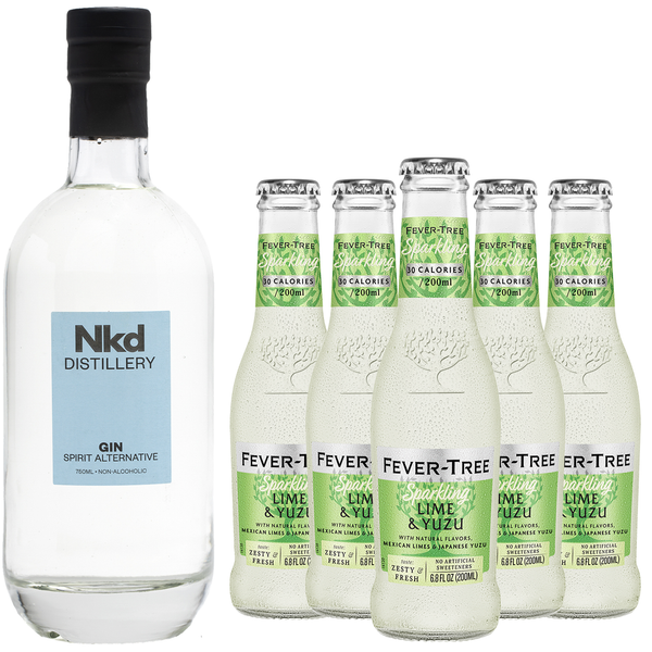 Nkd Distillery Gin Alternative Premium with Fever Tree Lime and Yuzu Non-Alcoholic Spirit - Zero Alcohol - Perfect Gin & Tonic or Tom Collins Alcohol Free Substitute - GoDpsMusic