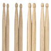 ChromaCast 5A, 5B, 7A & 2B Mixed Pack USA Made Hickory Drumsticks Pair - Wood Tipped - Drum Sticks Tour Tested by Pro Drummers - Real American Hickory Wood - GoDpsMusic