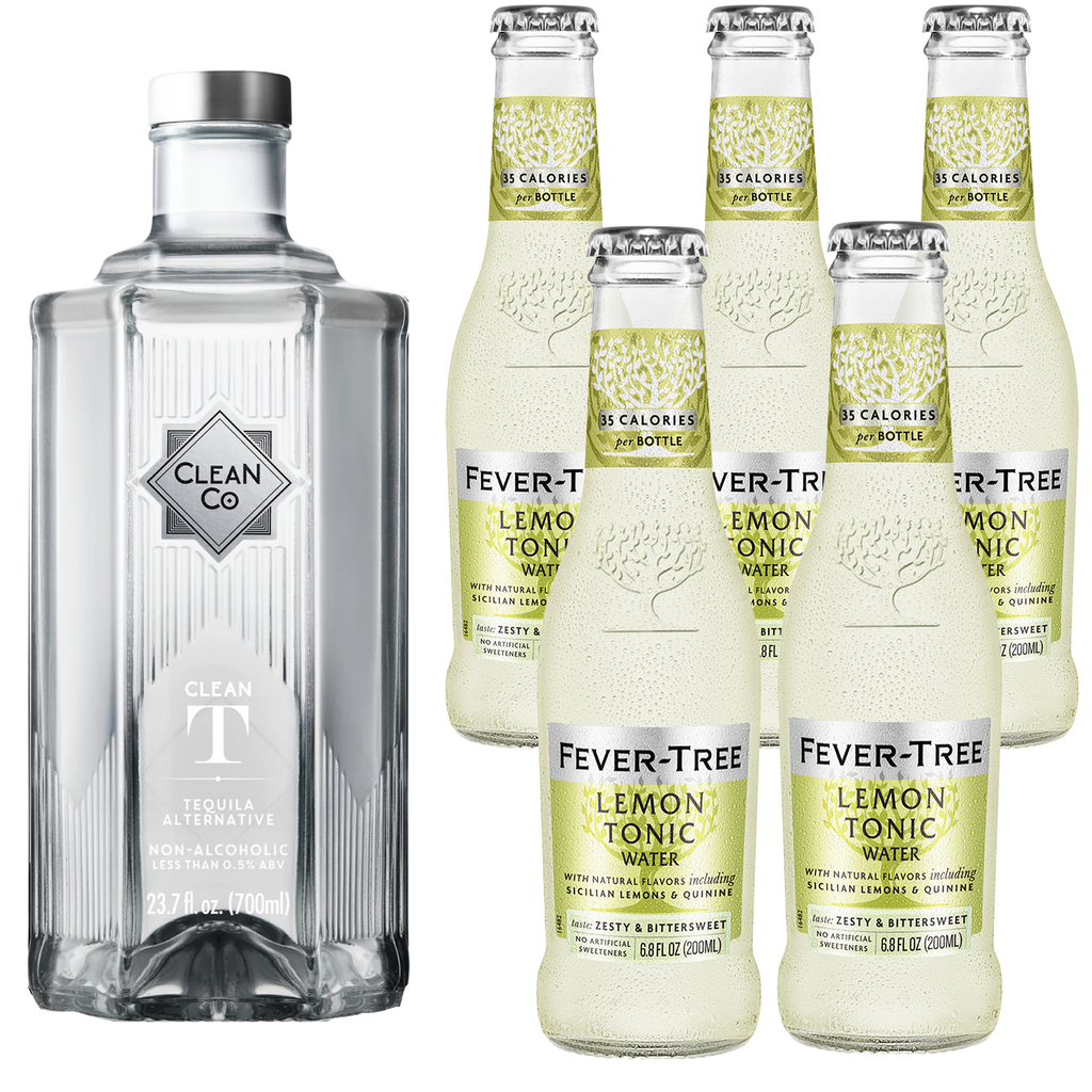 Clean Co Non-Alcoholic Tequila Alternative 700ml Bottle - | with Premium Quality Lemon Tonic 200ml