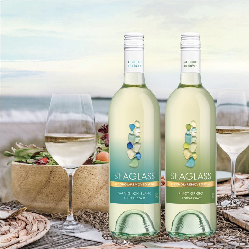 Seaglass Alcohol-Removed Pinot Grigio & Sauvignon Blanc – Refreshing Non-Alcoholic White Wines – Crisp, Clean Finish with Stone Fruit, Honeysuckle, Lemongrass, Melon & Citrus Aromas – 750ml Bottles