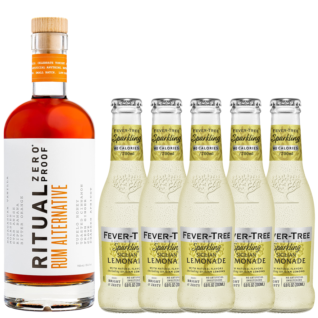 Ritual Zero Non-Alcoholic Rum Alternative with Fever Tree Sicilian Lemonade for your favorite Alcohol-Free Mixed Drink - GoDpsMusic