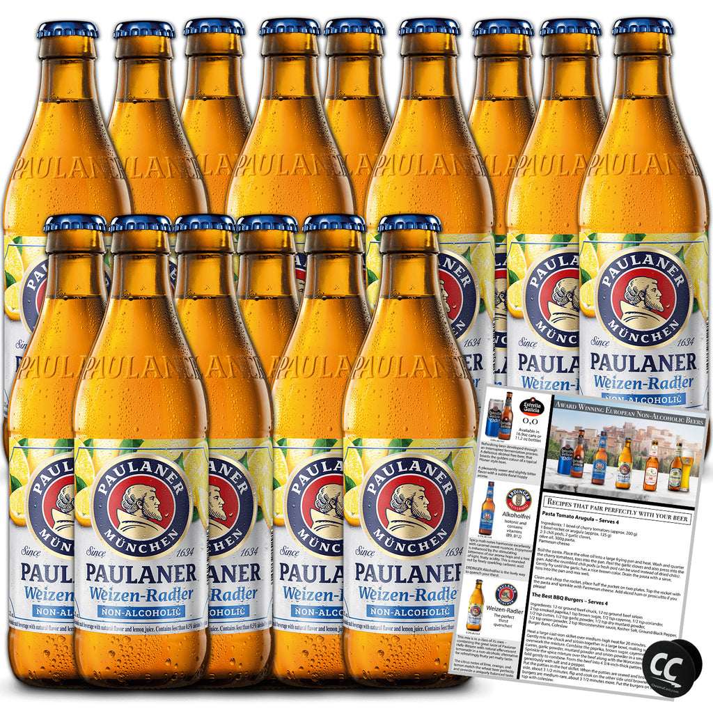 Paulaner Weizen Radler Non Alcoholic Beer 15 Pack, Award Winning Beer from Munich Germany, 11.2oz/btl - GoDpsMusic