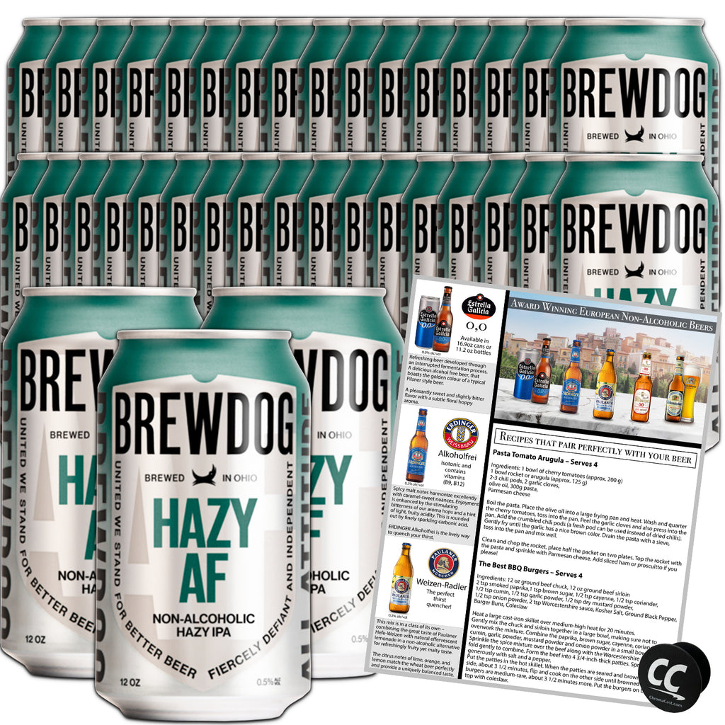 BrewDog 36-Pack of Hazy AF | Non-Alcoholic | 20 Calories 2.3g Carbs Per Serving | 12oz Cans - GoDpsMusic