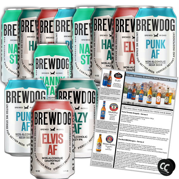 BrewDog 12 Mixed Pack, Non-Alcoholic Pack | Includes Nanny, Elvis, Hazy, & Punk | 12oz Cans - GoDpsMusic