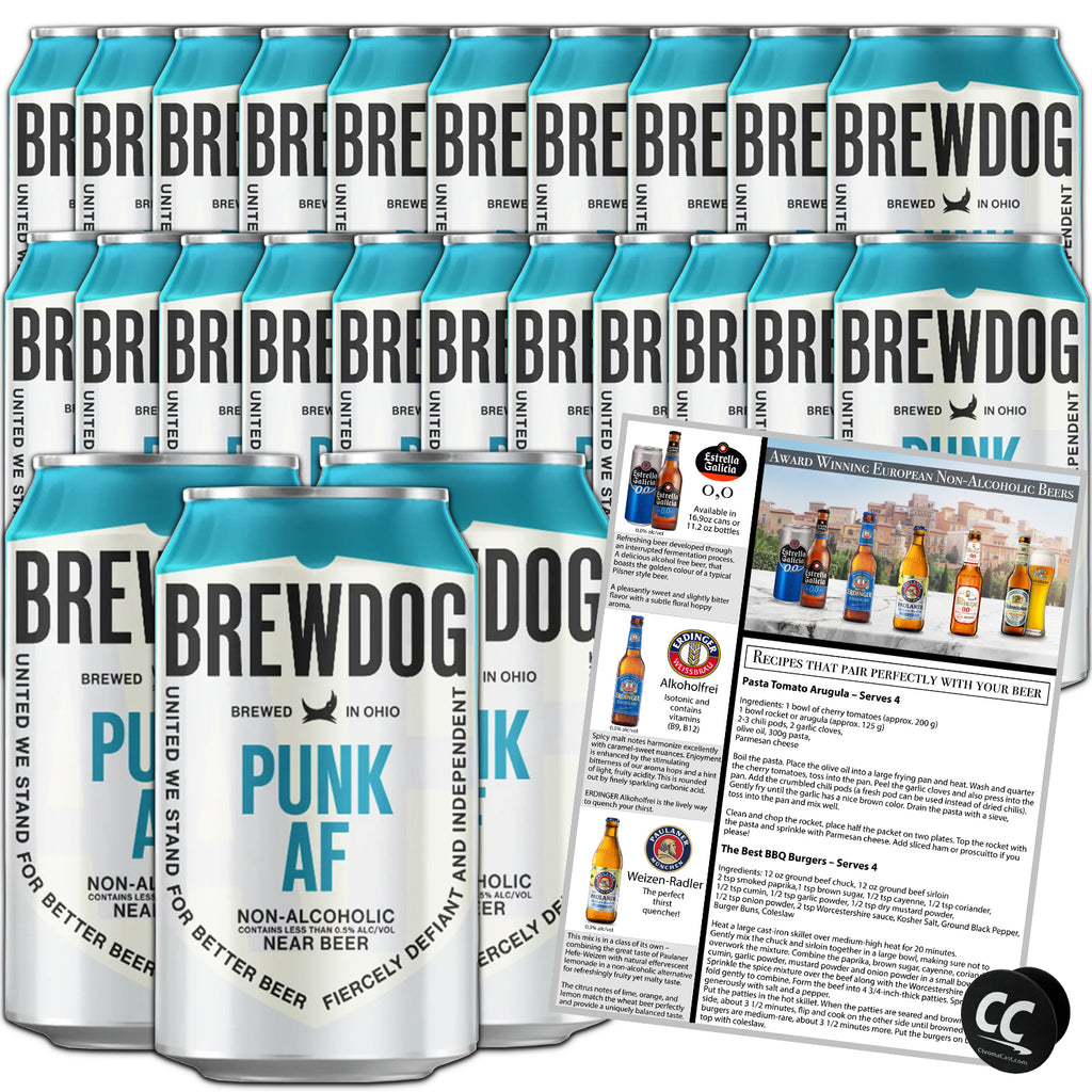 BrewDog 24-Pack of Punk AF | Non-Alcoholic, Robust IPA | 20 Calories, 2.3g Carbs Per Serving | 12oz Cans - GoDpsMusic