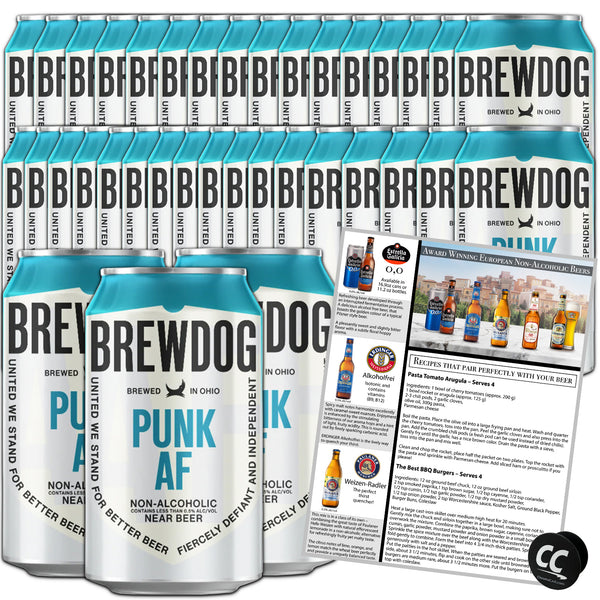 BrewDog 36-Pack of Punk AF | Non-Alcoholic, Robust IPA | 20 Calories, 2.3g Carbs Per Serving | 12oz Cans - GoDpsMusic