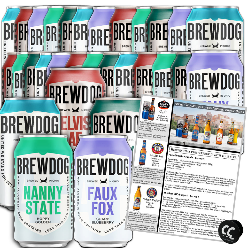 BrewDog 30 Ultimate Mixed Pack, Non-Alcoholic Pack | Includes Faux Fox, Nanny, Elvis, Hazy, & Punk | 12oz Cans - GoDpsMusic