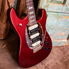 Sawtooth Left-Handed ES Hybrid Electric Guitar, Blood Red Sparkle, with Wilkinson Tremolo & ChromaCast Pro Series Gig Bag - GoDpsMusic