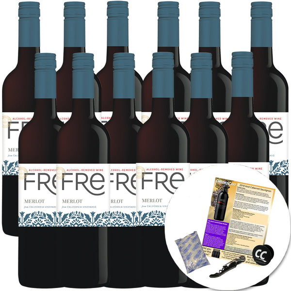 Sutter Home Fre Merlot Non-Alcoholic Red Wine, Experience Bundle with Ice Packs, Corkscrew, ChromaCast Pop Socket, Seasonal Wine Pairings & Recipes, 12/750ML 12-Pack - GoDpsMusic