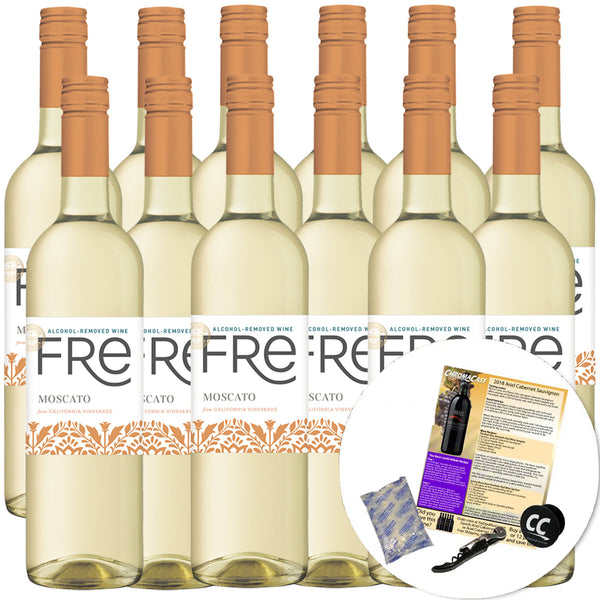 Sutter Home Fre Moscato Non-Alcoholic Wine Experience Bundle with Ice Packs, Corkscrew, ChromaCast Pop Socket, Seasonal Wine Pairings & Recipes, 12/750ML 12-Pack - GoDpsMusic