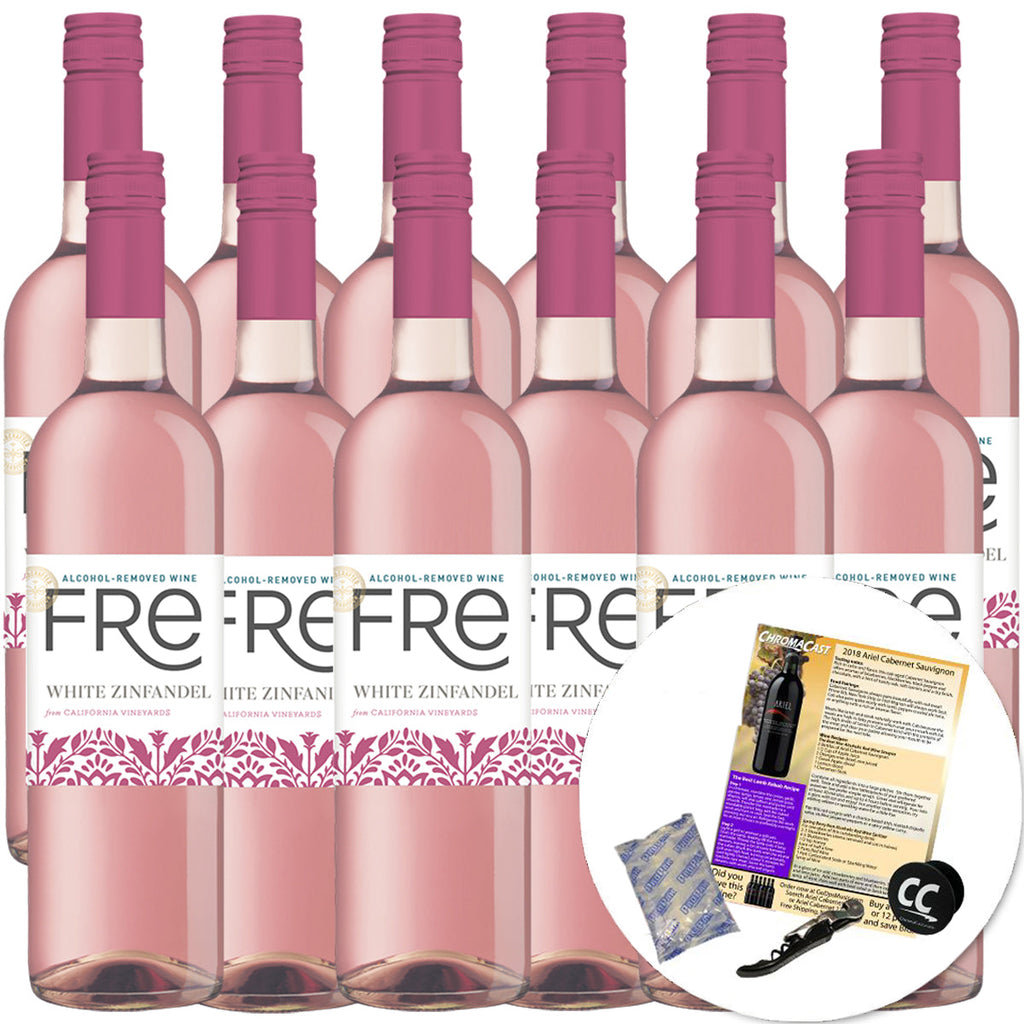 Sutter Home Fre White Finfindel Non-Alcoholic Wine Experience Bundle with Ice Packs, Corkscrew, ChromaCast Pop Socket, Seasonal Wine Pairings & Recipes, 12/750ML, 12-Pack - GoDpsMusic