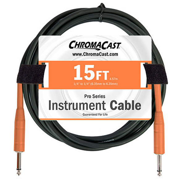 ChromaCast Pro Series Cables CC-PSCBLSS-15SOR Sunset Orange 15-Feet Pro Series Instrument Cable, Straight - Straight - GoDpsMusic