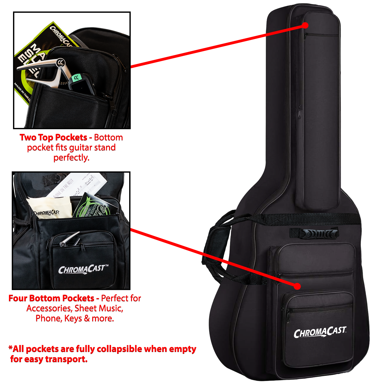ChromaCast Acoustic Jumbo Guitar Padded Gig Bag