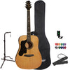 Sawtooth Left-Handed Acoustic Dreadnought Guitar w/ Custom Black Pickguard - Includes: Accessories and Gig Bag - GoDpsMusic